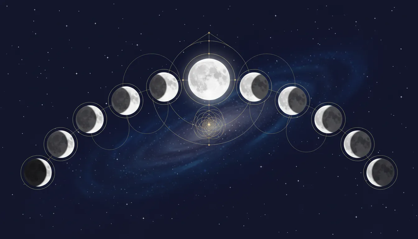 Astronomical view of the Moon with phases