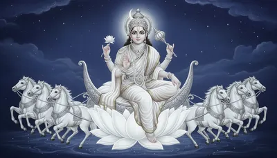 The Moon (Chandra) glowing softly in the night sky