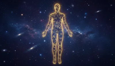 Kalapurusha the cosmic man with zodiac signs mapped to different parts of his body