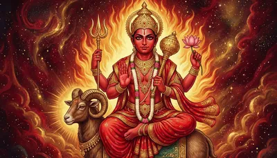 Mars (Mangala) glowing with intense red energy