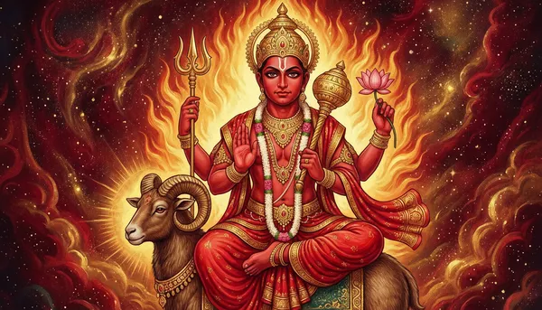 Mars (Mangala) glowing with intense red energy