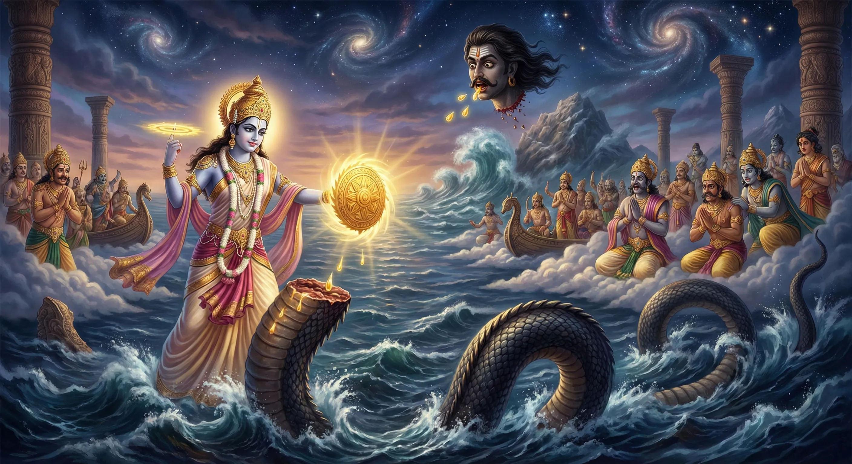 The mythological story of Samudra Manthan and Rahu's creation